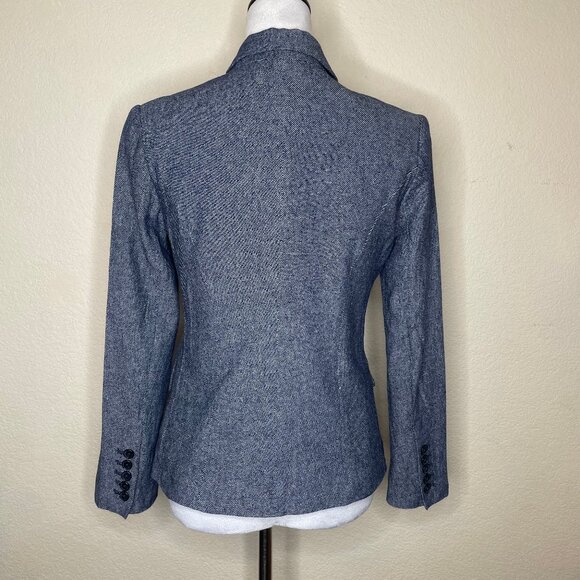 Ryegrass Linen Blend Buttoned Collared V-Neck Lined Blazer Jacket Size 4 Office - Picture 4 of 11